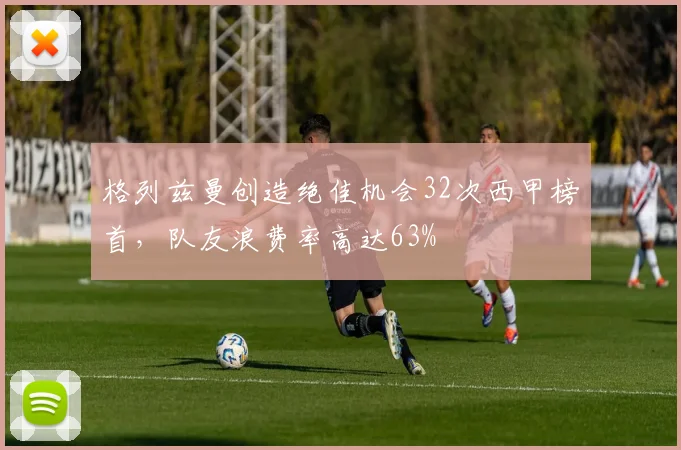 格列兹曼创造绝佳机会32次西甲榜首，队友浪费率高达63%